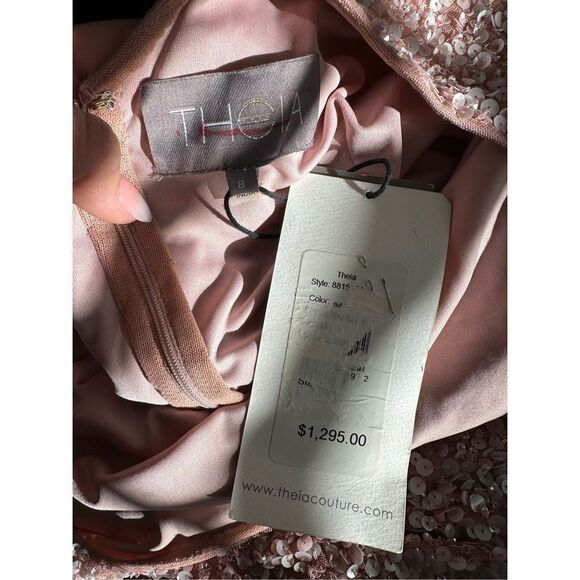 THEIA Three-Quarter Sleeve Sequin Sheath Gown US 8 $1295 - Picture 11 of 11